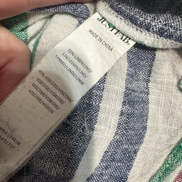 JUSTFAB Linen Blend Stripe Shift Dress Swim Cover Up Women's XL FLAW - Picture 10 of 10